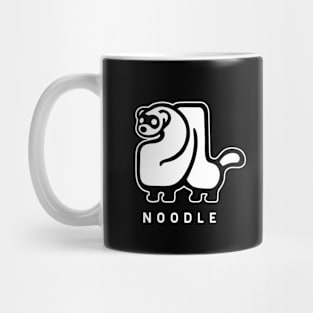 Ferret noodle. Minimal geometric design of a cute creature in white ink Mug